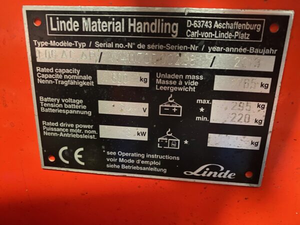 Linde L06 AC AP Elektro Hochhubwagen / Freiträger / Hubhöhe 1.9500mm / Seriennummer W41170D00228 / NUR 3300 Betriebsstunden – Bild 9
