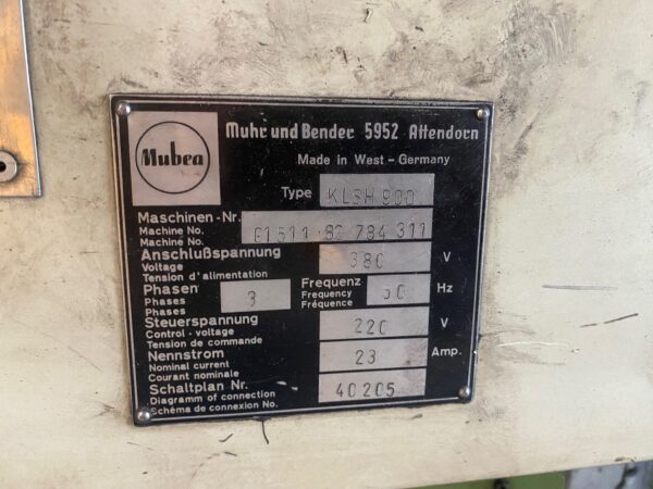 MUBEA Muhr und Bender KLSH 900 Stanze / Maschinennummer 0151182784311 – Bild 7