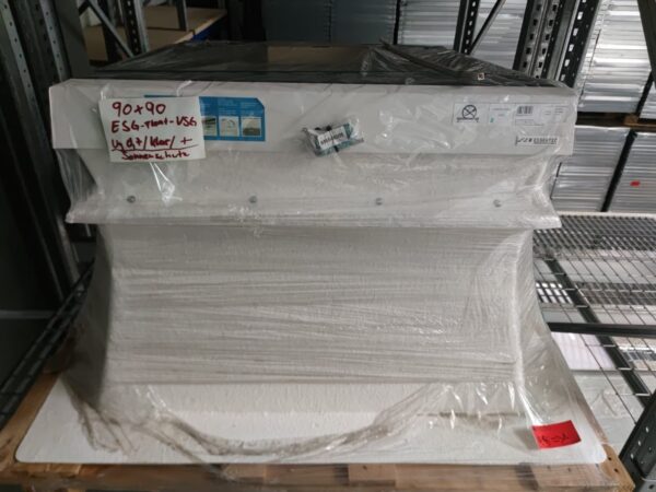 Essertec Essertop Flachdachfenster 900X900mm / 3-schalig Opal, Sonnenschutzglas + Rolladen inkl. 50cm Kranz – Bild 4
